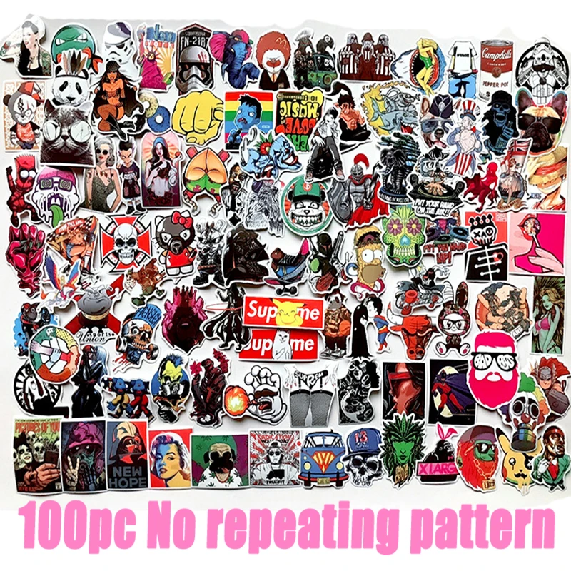 100pc Mixed Cartoon Toy Animal laptop sticker Sticker Car Styling Bike Travel Luggage Cool Funny Sticker Bomb anime Decals M3