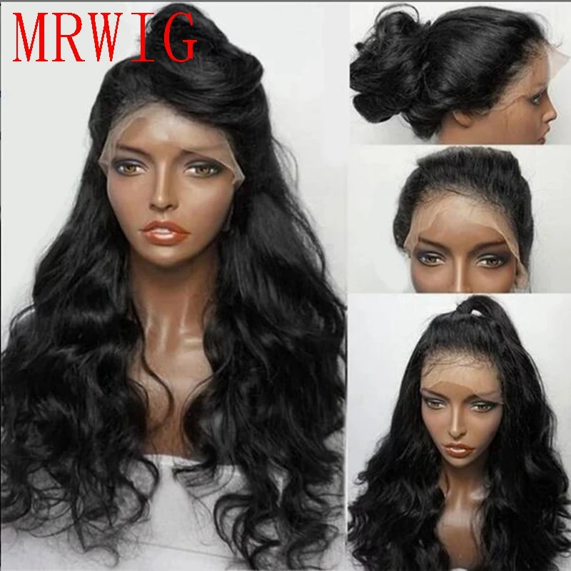 Pаспродажа MRWIG бесплатная часть Детские волосы спереди парик шнурка бесклеевой 1b #2 # длинные волнистые тела термостойкие волокна для черной женщины