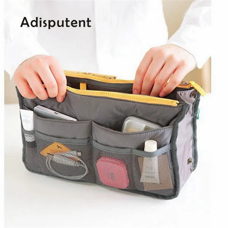 

Organizer Insert Bag Women Nylon Travel Double Zipper Handbag Purse Large Liner Lady Makeup Cosmetic Bag Cheap Female Tote #N