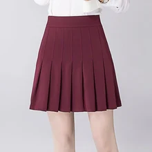 Весна Лето Повседневные женские винно-красные черные плиссированные юбки с высокой талией, Осенние винтажные корейские женские юбки 4xl