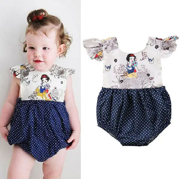 

Cute Newborn Infant Baby Girl Cartoon White Snow Sleeveless Romper Backless Flare Playsuit Clothes Costume