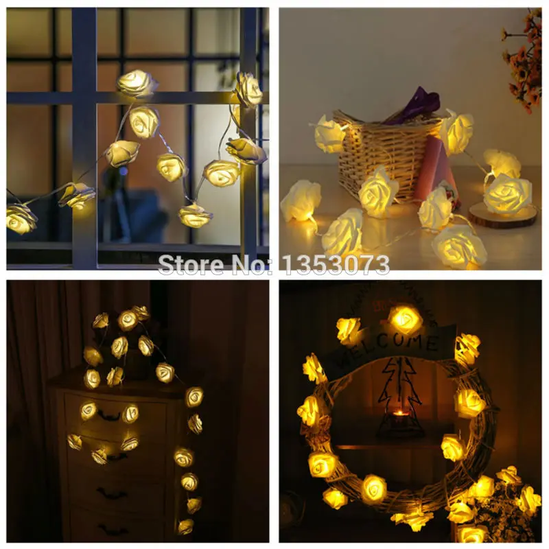 Rose Multicolor LED String Lights LED Rope Christmas Garlands Holiday Light Wedding Lantern Lighting 1-5