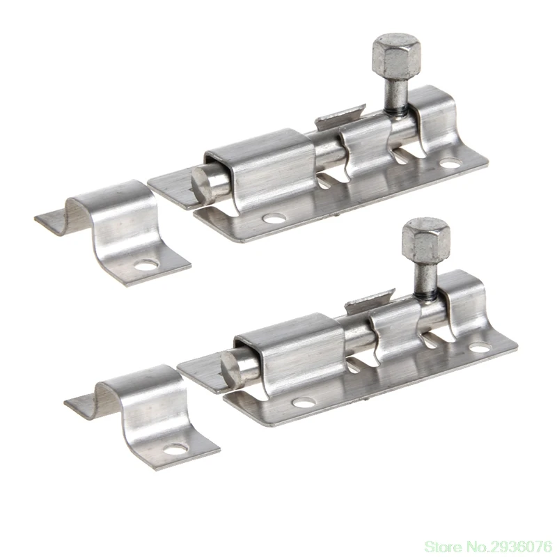 

1 Pair Stainless Steel Door Lock Latch Slide Straight Barrel Bolt Clasp Set 2" Drop Ship 11
