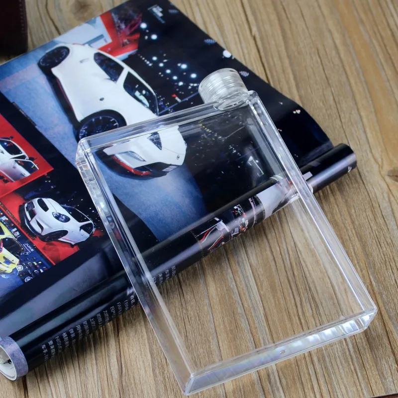 

New A5 Notebook 450ML Paper Square Flat Water Bottle Creative Advertising Gift Portable Cover Student Movement Kettle Plastic