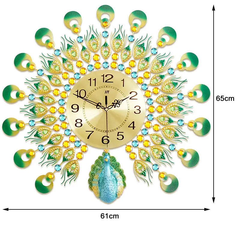 Часы с павлином настенные часы современный дизайн Гостиная Креативные Часы Роскошный Алмаз кварцевые настенные часы вы легко сможете повесить в любом месте большой Тихий настенные часы - Цвет: 3