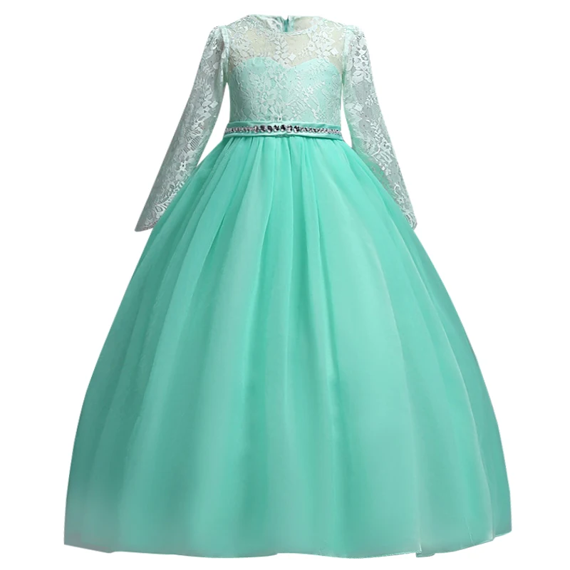 Детские платья для девочек; вечерние летние платья для девочек; Детские Элегантные платья принцессы; свадебное платье подружки невесты с цветочным узором для девочек-подростков - Цвет: Green