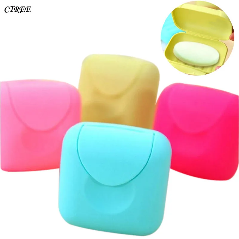

CTREE Portable Soap Dishes Candy Color Buckle Cover Soap Case Waterproof Soap Box With Cover Travel Home Bathroom AccessorieC797