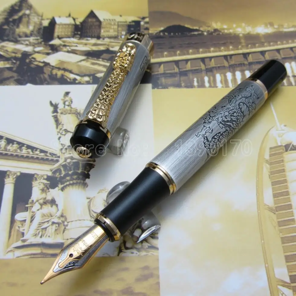 JINHAO K600 гравировка Дракон и клипса с драконом перьевая ручка металлическая подарочная ручка чернильная ручка
