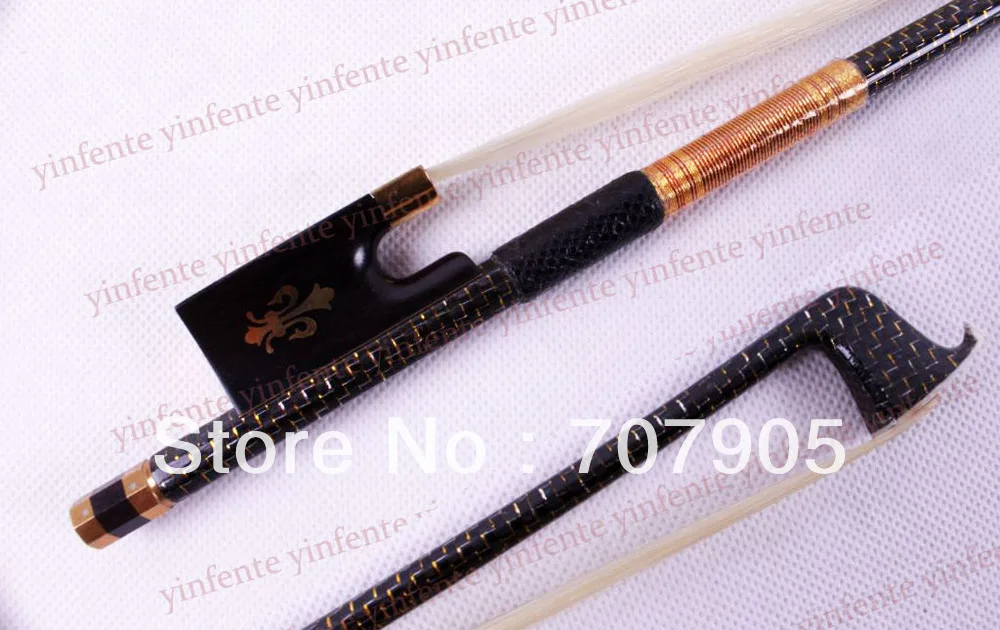 1x скрипки лук высокого качества углеродного волокна золотой цвет лук струны