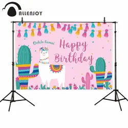 Allenjoy богемный фотография, фон, розовый Альпака Кактус Цветок Девушка День рождения фон фотостудия фотобудка для фотосессии Новый