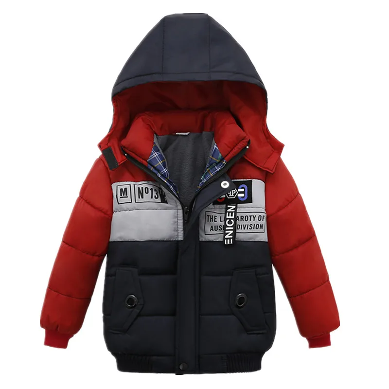 Коллекция года, зимние детские пальто куртка для мальчиков детская верхняя одежда с капюшоном, одежда пальто для маленьких мальчиков детские куртки для детей возрастом от 2 до 4 лет - Цвет: Красный
