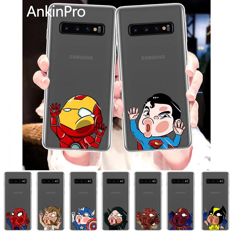 

Silicone Phone Case For Samsung Galaxy S10 S9 S8 S7 S6 Plus Lite edge Soft Cover Back Case Spider Deadpool Iron Man AnkinPro