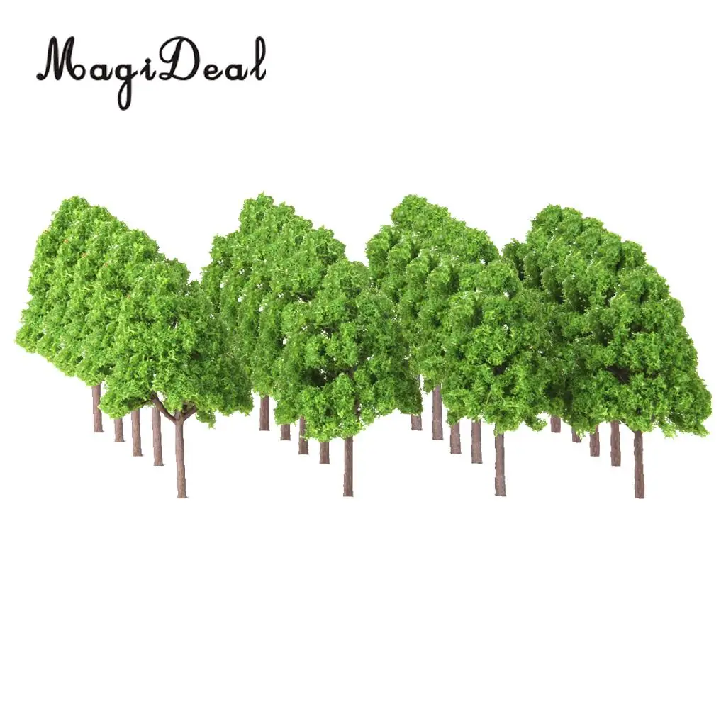 25Pcs Plastic Light Green Train Layout Model Trees 1:150 N Scale Garden Park Forest War Game Diorama Scenery Landscape