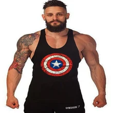 Superman Captain America Men’s MuscleBodybuilding Tank Top Gold Stringer Singlet Crime Male Bodybuilding Tanks Vest