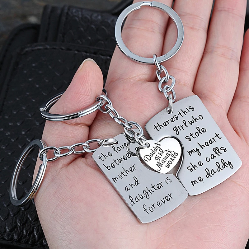 

1/3PC Mom Daddy Girl Who Stole My Heart Love Between Mother Daughter Key Chains Ring Fob Keyring Keychain Family Women