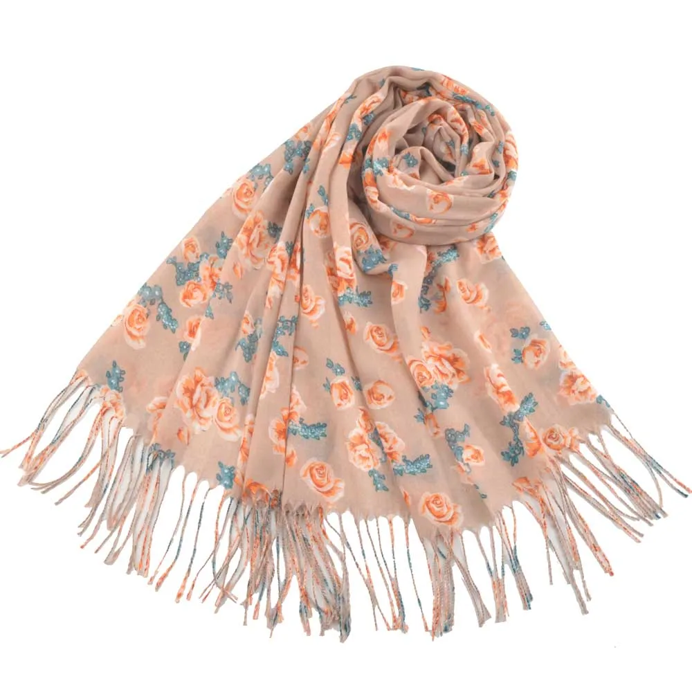 Invierno mujer, лето Роза кисточкой шарф, платки femme, хлопок цветок головной платок, шали и обертывания, платок, пончо и накидки