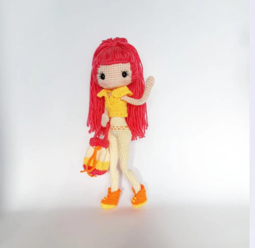 Crochê Brinquedos Amigurumi Chocalho Moda Boneca Menina Número Modelo Sq0020 5 Crochê brinquedos amigurumi chocalho moda boneca menina número modelo sq0020