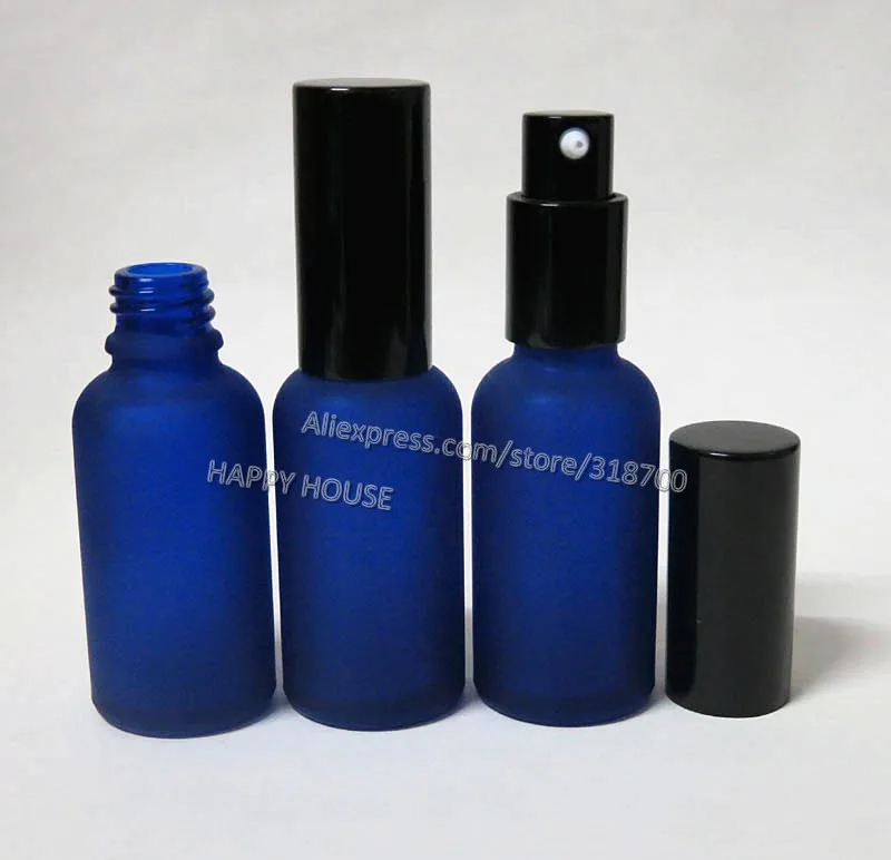360 x 30ml Frosted Blue Glass Lotion Pump Bottle 30cc Glass Essential