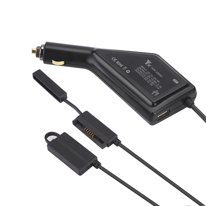NOT Include Charging Hub RCGEEK Car Charger Adapter with 3ft Long Cable Compatible with DJI Spark Charging Hub Fast Charging 3 Battery and 1 Transmitter Portable Charger for Car Charging