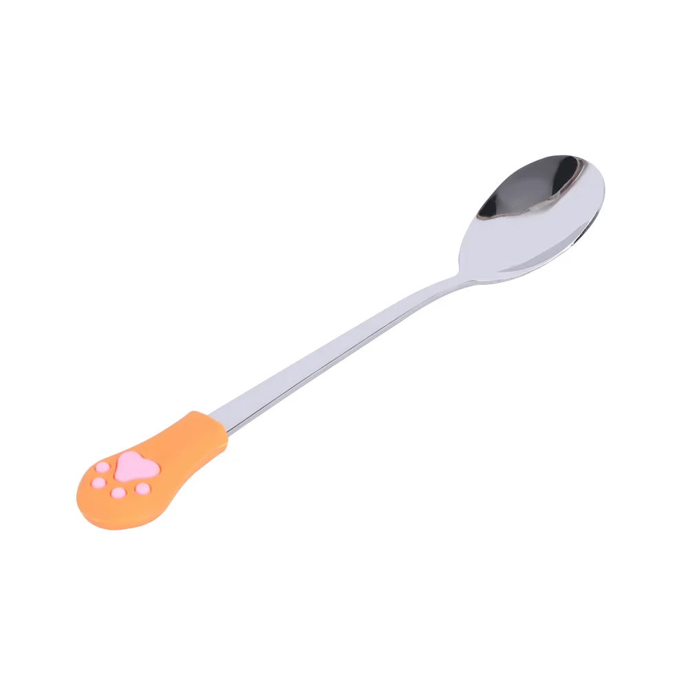 1 Pcs Stainless Steel Cute Cat Claw Coffee Spoons Fruit Fork Dessert Spoon Candy Tea Spoon Cat Drink Tableware Kitchen Supplies - Color: C