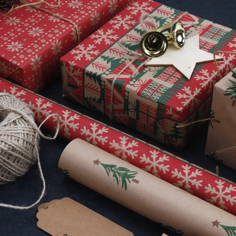 

305*76cm wrapping paper Christmas Gift Packing Single Side kraft paper Holiday decoration