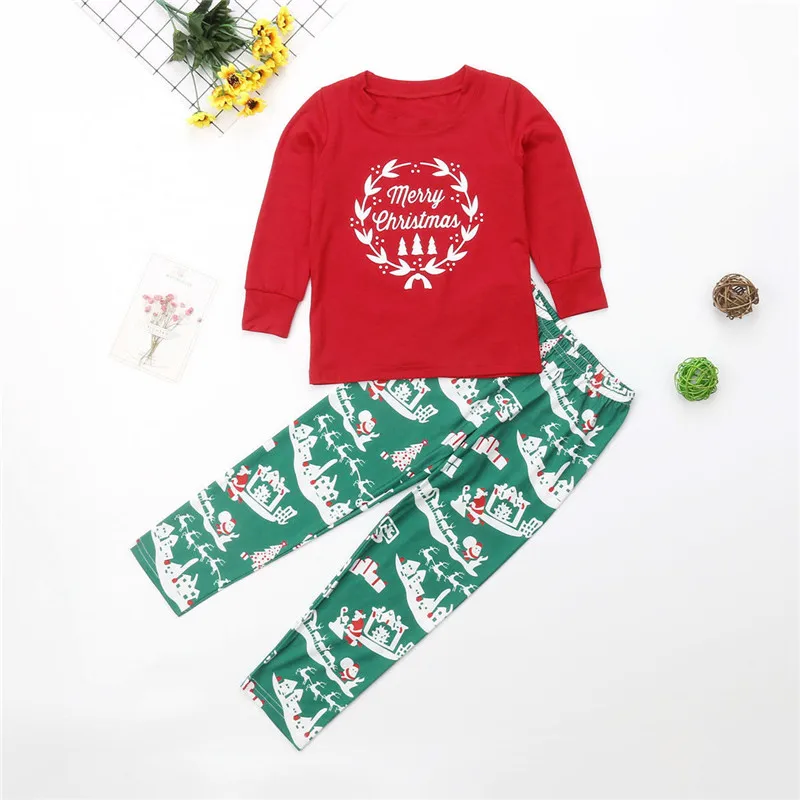 Рождественская Одинаковая одежда для сна для всей семьи; пижамные комплекты для родителей, папы, мамы и ребенка; Рождественская одежда для сна; пижамы с принтом; Одежда для мальчиков и девочек - Цвет: Красный