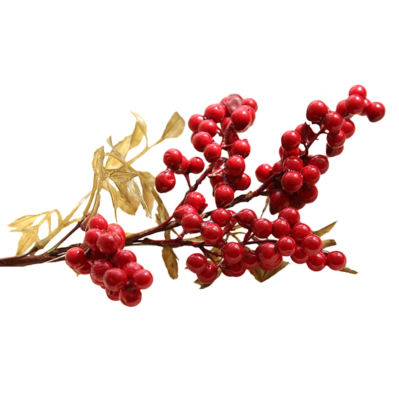 

1PCS Wedding Artificial Flower Berry Flower Bean Red Cherry Decor 1 Bouquet Artificial Fruit Christmas Decor