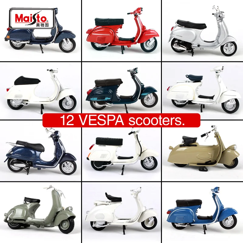 Maisto 1:18 12 Скутеры Vespa мотоциклетные литые под давлением для женщин мотоциклетные мини мотоцикл модель подарок для коллекционирования 39540