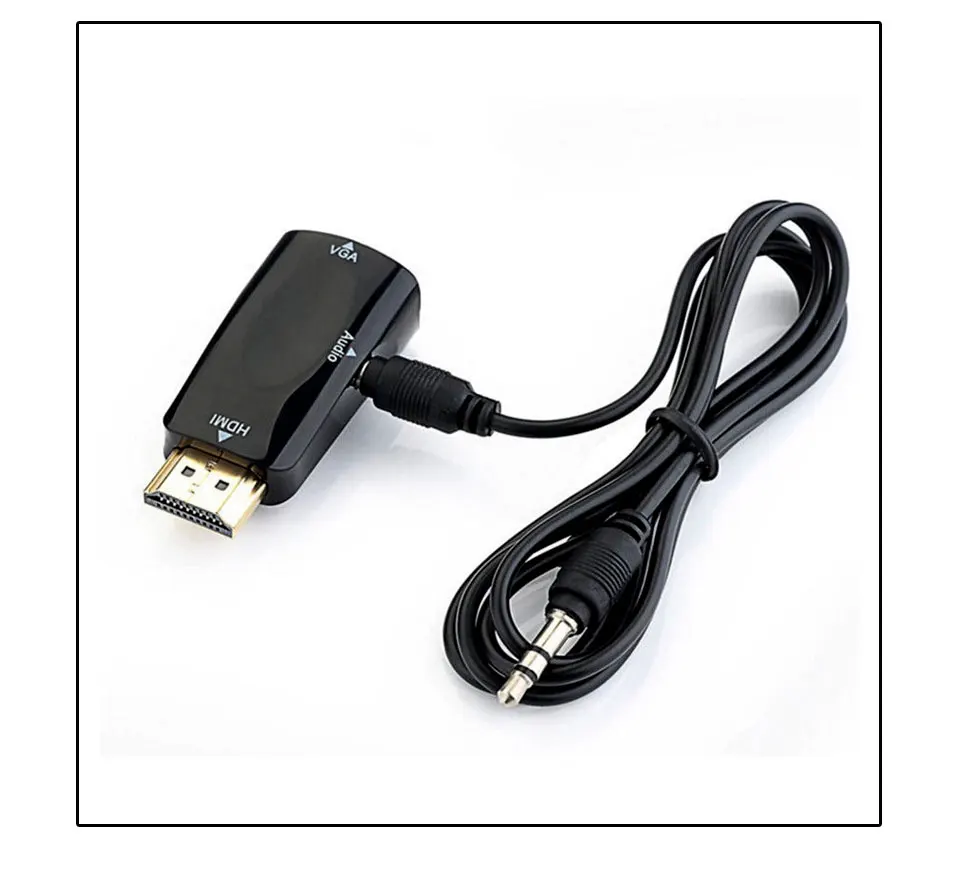 HDMI to VGA Adapter Converter with Audio Cable Male To Female 1080P For PCHDTVDVDXbox PS3 Projector Black and White 2018 New (6)