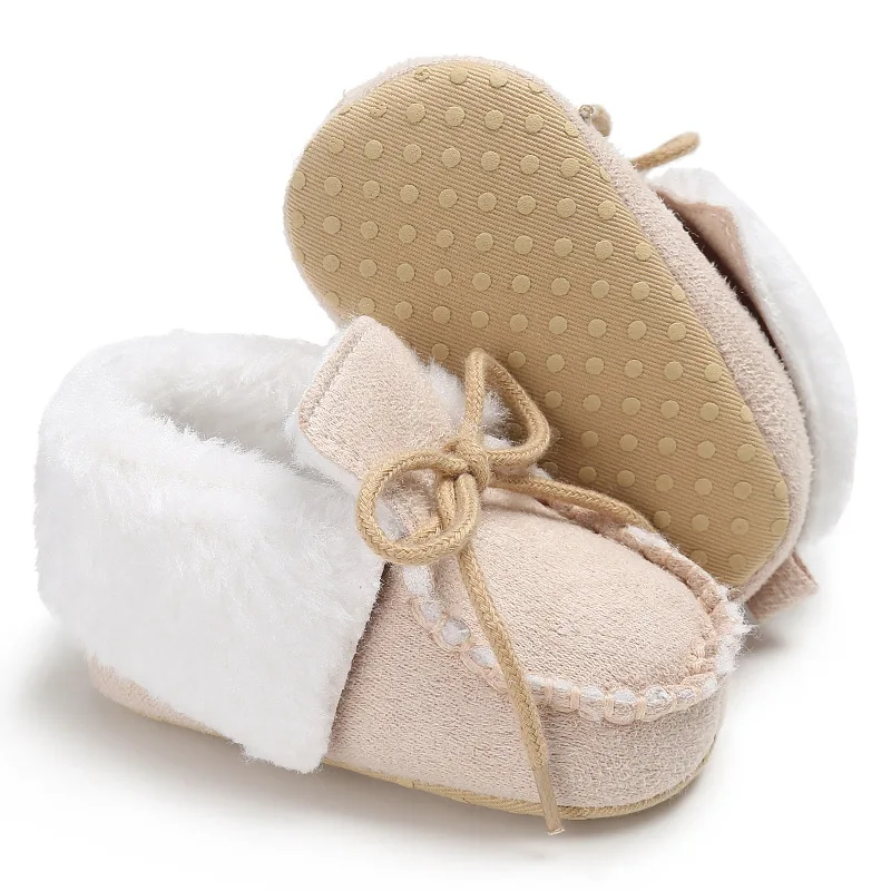 Sapatos de Bebê Sapatos de Pele de lã Meninas do Bebê Botas de Pele Botas de Bebê Inverno Botas Crianças Quentes Carneiro Couro Genuíno Menino 21 Cheap Primeiros caminhantes