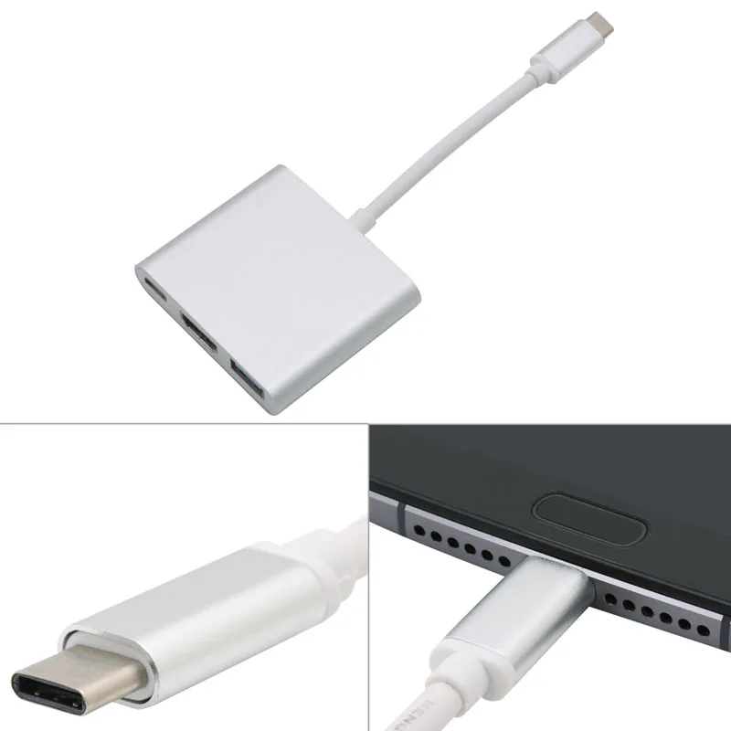 3 IN 1 USB 3.1 Type C TO USB3.0 USB-C HUB Aluminum High Quality For Mac For Lenove For Dell Google Chromebook Pixel DN001