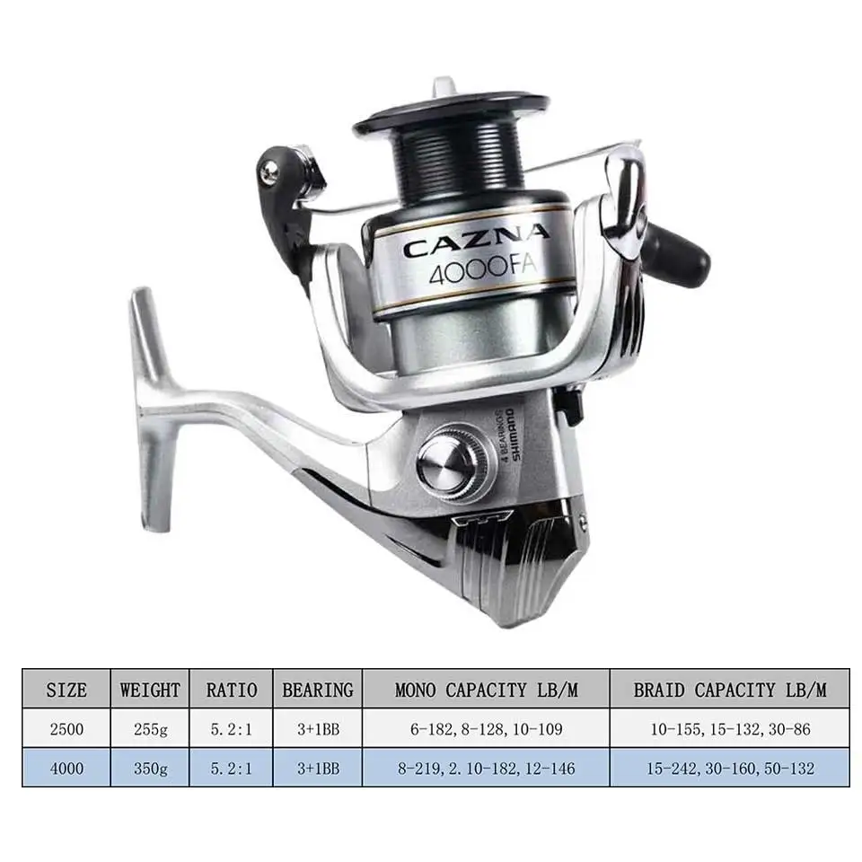 SHIMANO CAZNA 2500FA/4000FA الغزل الصيد بكرة 3 + 1BB مع AR-C بكرة جامدة الجسم الغزل الصيد بكرة SHIMANO CAZNA 2500FA/4000FA الغزل الصيد بكرة 3 + 1BB مع AR-C بكرة جامدة الجسم الغزل الصيد بكرة