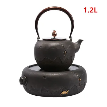 

Cast Iron Tea Pot Set Japan Teapot Tetsubin Kettle Stove Drinkware KungFu Tools Stainless Steel Strainer Mouse Tea Kettle 1.2L