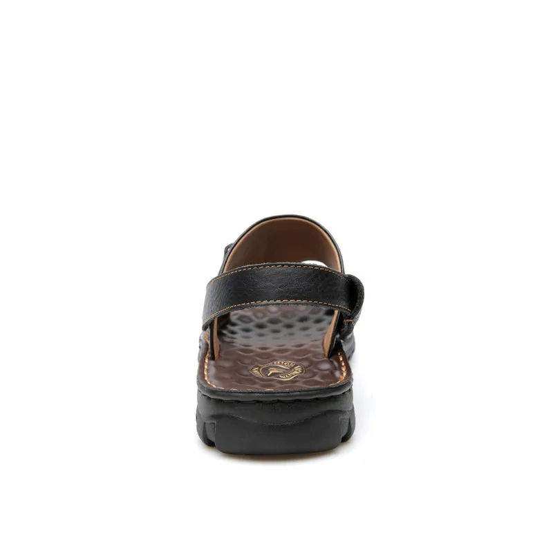 Мужские летние сандалии больших размеров 38-44, брендовые кожаные повседневные сандалии модная обувь на плоской подошве без шнуровки из двух предметов мягкая мужская обувь