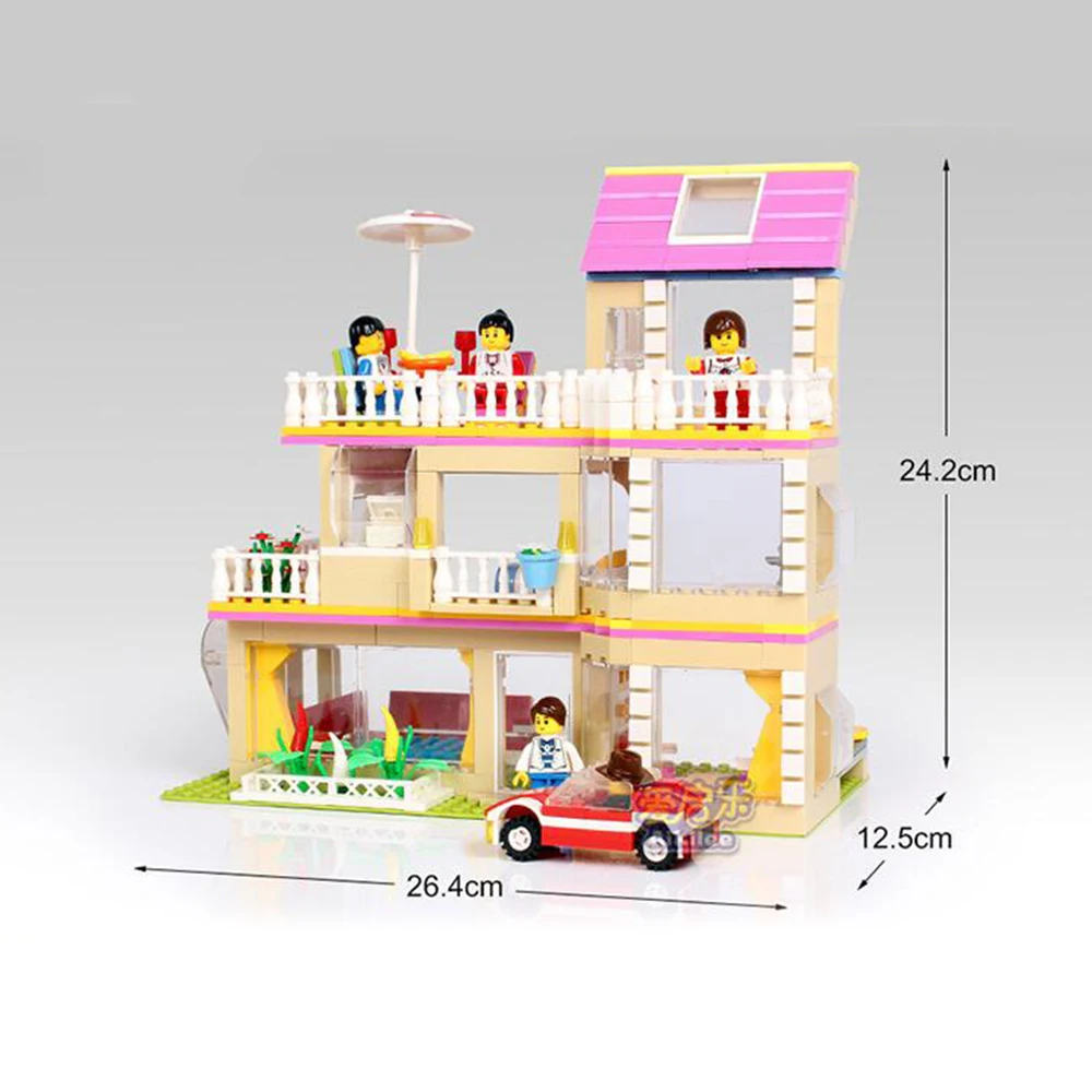 

Girl City Hotel Building Blocks DIY Assemble Construction Enlighten Bricks Toys 8starddis 621pcs