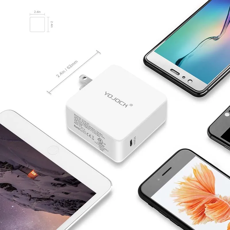 Yojock 60W Type-C PD  ο Macbook Pro 12 Nintendo Switch  USB C ̺    