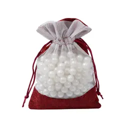 50 шт. окна прозрачный красный джутовую мешковину сумки из органзы хлопковая сумка-мешок 11x16 см Jewelry упаковка подарочный пакет Свадебная