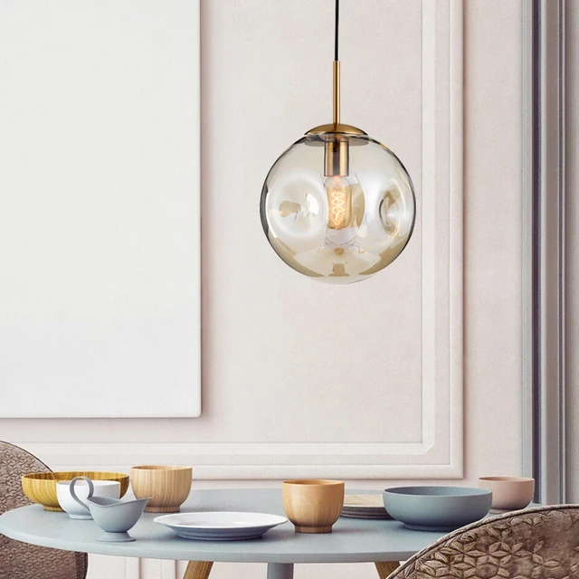 Lámpara colgante con bola de cristal LED para loft, moderna ,nórdica