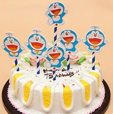 1 комплект(6 шт.) флажки для торта с изображением Микки и Минни Маус, топпер для торта, кекса с бумажной соломинкой, украшение для торта на день рождения - Цвет: 11