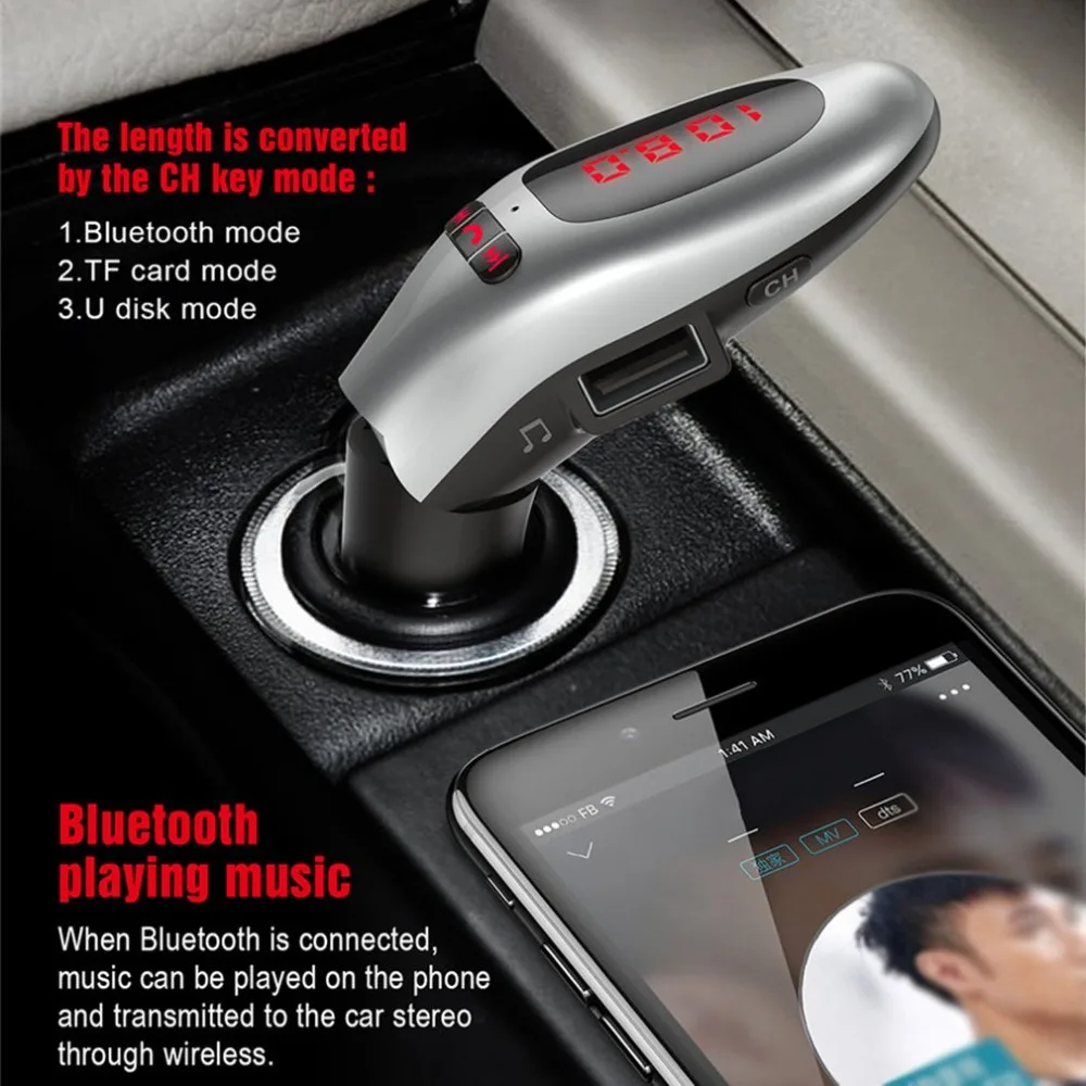 

2019 New Car MP3 Player USB Charger Car Handsfree Wireless Bluetooth Car Kit FM Transmitter LCD FM Modulator Car Accessories