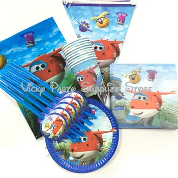 

61pcs/lot Super Fly Man Disposable Tableware Cartoon Airport Theme Birthday Party Baby Showe Cup Plate Party Decoration Supplies