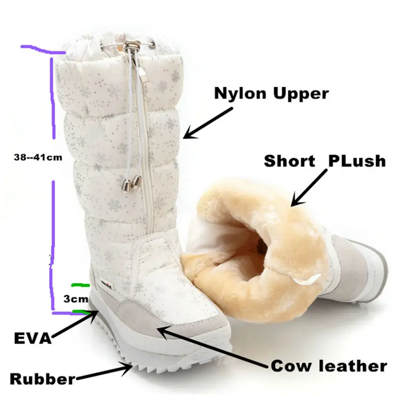 Женская и женская зимняя обувь Лыжная обувь очень теплые зимние сапоги на резиновой подошве-30 градусов