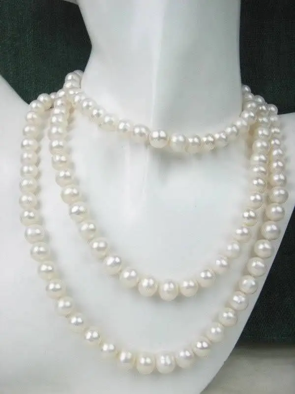 

Hot sale new Style >>>>>9-10mm AAA White Freshwater Cultured Round Pearl necklace 48