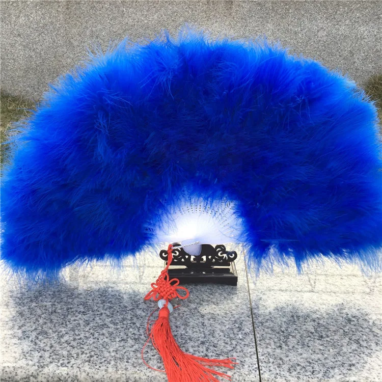 

Free Shipping 2pcs lot Thicken Fluffy Folding Marabou Wedding bridal shower party photo props feather hand fans
