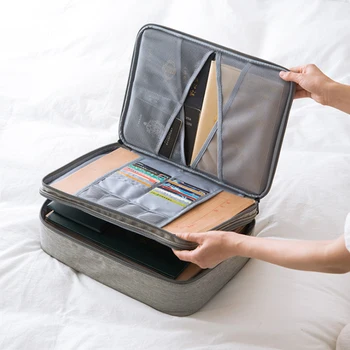 

Durable Book A4 Double Layer Briefcases Bags Business Document Tote Multi-functional Men's Laptop Notebook Pens Computer Pouch