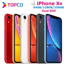 Apple iPhone XR заводской разблокированный мобильный телефон с двумя sim-картами 4G LTE 6," шестиядерный 12 МП и 7 мп ram 3 ГБ rom 64 Гб/128 ГБ/256 ГБ