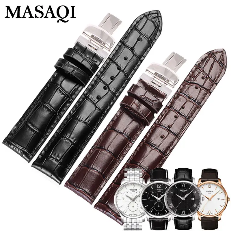

MASAQI Genuine Leather Strap Watch Band Watches For Tissot 1853 T063.610/617/637A 20mm Accessories Watchbands