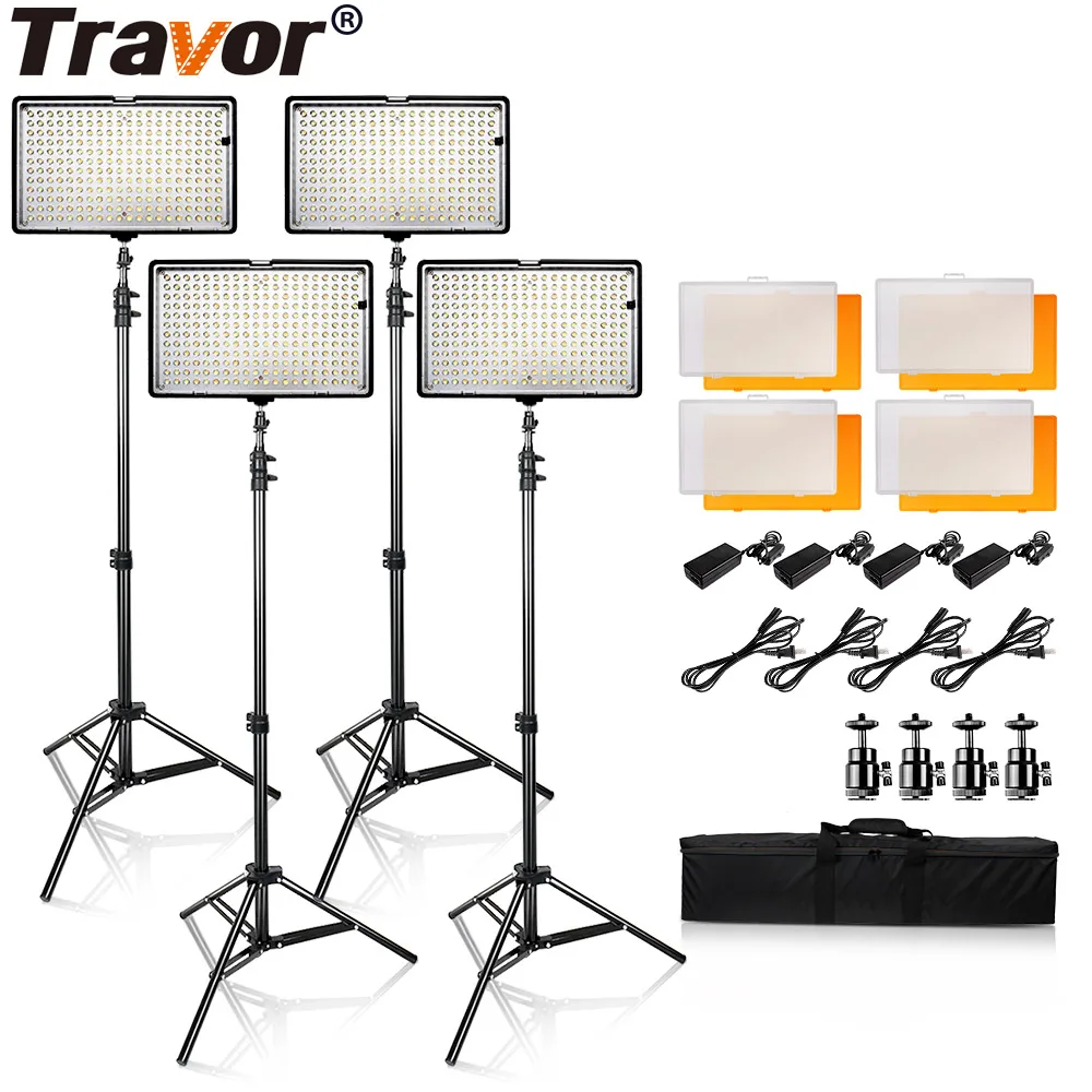 

Travor 4 in 1 Video Photography Light 240PCS LED Dimmable Bi-color Studio Smooth Light Standing Lamps Lighting Kit With Tripod