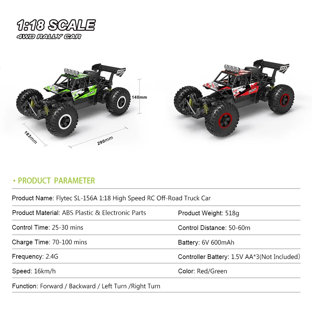 Flytec SL-156A 1:18 с дистанционным управлением, внедорожные радиоуправляемые машины, водонепроницаемые радиоуправляемые машины для детей, машины на дистанционном управлении