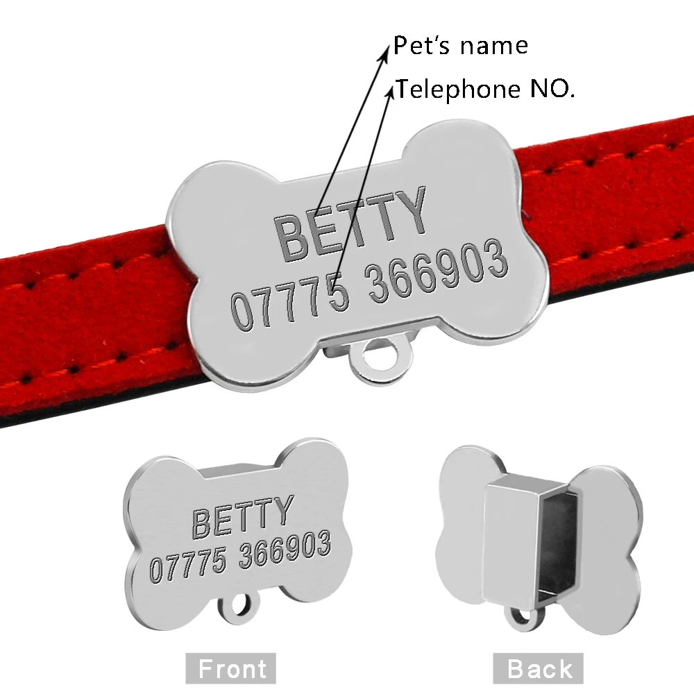 Personalized Dog Collars Custom Chihuahua Puppy Cat Collar Bone ID Tags Engraved For Small Medium Dogs Free Gift Bell  XS S